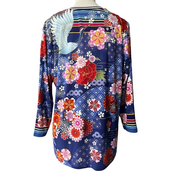Johnny Was Large Pajaro Favorite 3/4 Sleeve V-Neck Multicolor Top NWT - Picture 6 of 9